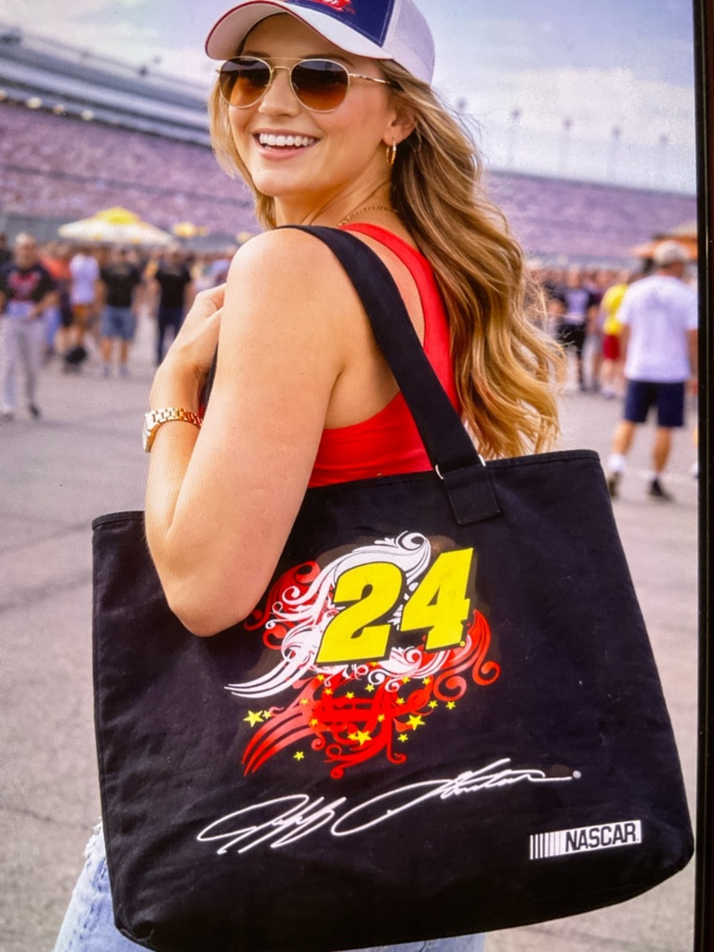 Nascar Jeff Gordon Black Tote with Yellow '24' Graphic Memorabilia/Collector
